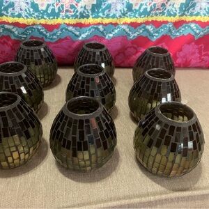 9 individual tiled glass candle holders